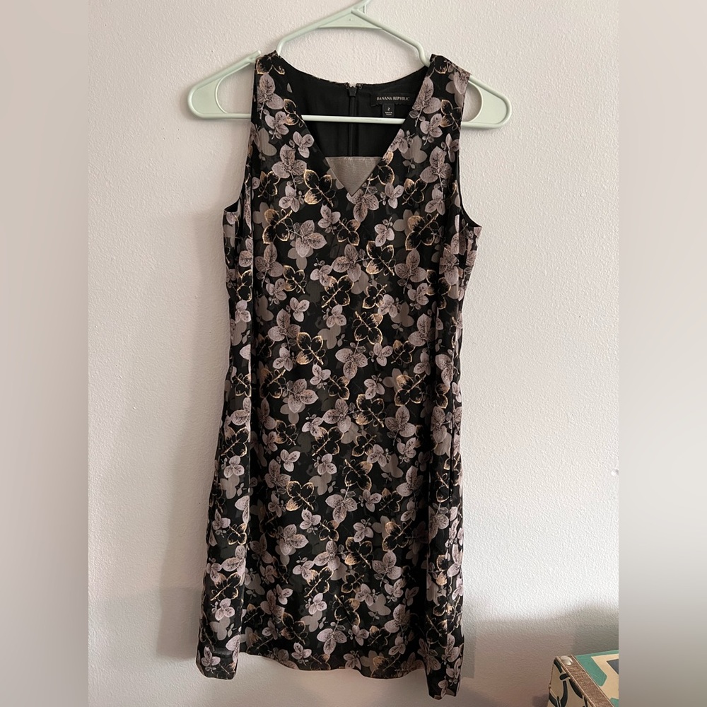 Banana Republic Chic Black Floral Mini Dress